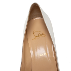 Pre Owned Christian Louboutin White Leather And PVC Trim 17th Floor Pointed Toe Pumps Size 38.5