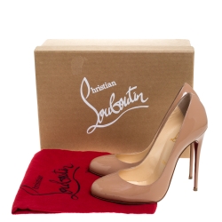 Pre Owned Christian Louboutin Beige Patent Fifi Pumps Size 37.5