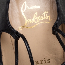 Pre Owned Christian Louboutin Black Leather Ghildarc Lace Up Platform Pumps Size 38