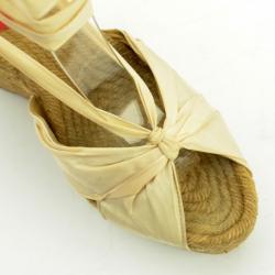 Pre Owned Christian Louboutin Oyster Moire 'Moirismo' Ankle-Tie Espadrilles Size 38