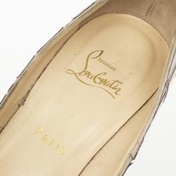 مملوكة مسبقًا Christian Louboutin Silver 'Sobek 140' Mosaic Peep Toe Pumps Size 39.5