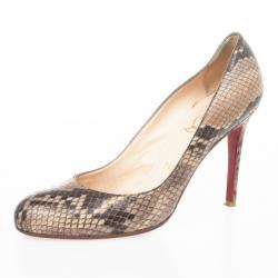 Pre Owned Christian Louboutin Roccia Python Lucido Fifi Pumps Size 39.5