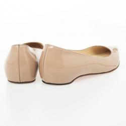 Pre Owned Christian Louboutin Nude Patent Pigalle Ballet Flats Size 39.5