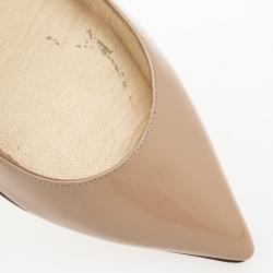 Pre Owned Christian Louboutin Nude Patent Pigalle Ballet Flats Size 39.5