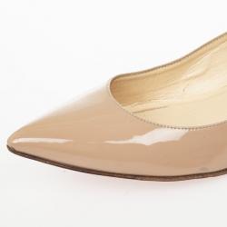 Pre Owned Christian Louboutin Nude Patent Pigalle Ballet Flats Size 39.5