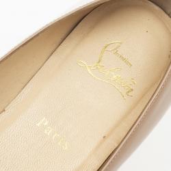 Pre Owned Christian Louboutin Nude Patent Pigalle Ballet Flats Size 39.5