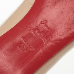 Pre Owned Christian Louboutin Nude Patent Pigalle Ballet Flats Size 39.5