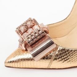 مملوكة مسبقًا Christian Louboutin Gold Metal Knot Décolleté Pigalle Pumps Size 39.5