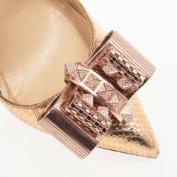 مملوكة مسبقًا Christian Louboutin Gold Metal Knot Décolleté Pigalle Pumps Size 39.5