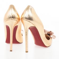 مملوكة مسبقًا Christian Louboutin Gold Metal Knot Décolleté Pigalle Pumps Size 39.5