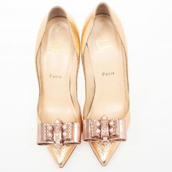 مملوكة مسبقًا Christian Louboutin Gold Metal Knot Décolleté Pigalle Pumps Size 39.5