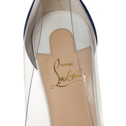 مملوكة مسبقًا Christian Louboutin Red/Blue Patent Leather And PVC Debout Pumps Size 38