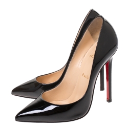 Pre Owned Christian Louboutin Black Patent Leather Pigalle Pointed Toe Pumps Size 38