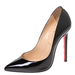 Pre Owned Christian Louboutin Black Patent Leather Pigalle Pointed Toe Pumps Size 38