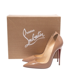 Pre Owned Christian Louboutin Beige Leather So Kate Pointed Toe Pump Size 39.5