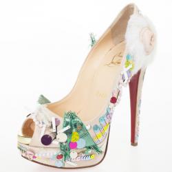 $2495 CHRISTIAN LOUBOUTIN MAKE UP TRASH PEEP TOE PUMP SHOES