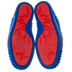 Pre Owned Christian Louboutin Blue Suede Louis Spikes High Top Sneakers Size 43