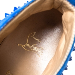 Pre Owned Christian Louboutin Blue Suede Louis Spikes High Top Sneakers Size 43