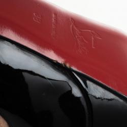 مملوكة مسبقًا Christian Louboutin Black Patent Lady Peep Slingback Platform Sandals Size 38