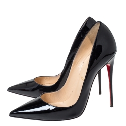 Pre Owned Christian Louboutin Black Patent Leather So Kate Pointed Toe Pumps Size 38