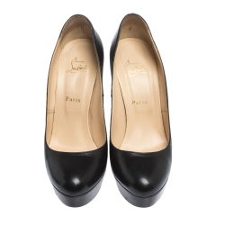 Pre Owned Christian Louboutin Black Leather Bianca Platform Pumps Size 40.5