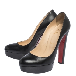 Pre Owned Christian Louboutin Black Leather Bianca Platform Pumps Size 40.5