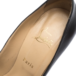 Pre Owned Christian Louboutin Black Leather Bianca Platform Pumps Size 40.5