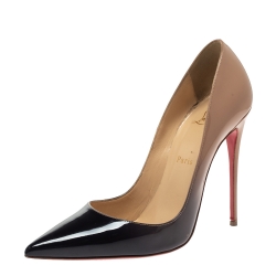 Christian Louboutin So Kate Black Red Patent Leather Ombre Heels Shoes