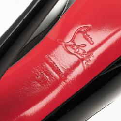 Pre Owned Christian Louboutin Black Patent Lady Peep Toe Platform Pumps Size 37