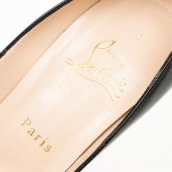 Pre Owned Christian Louboutin Black Patent Lady Peep Toe Platform Pumps Size 37