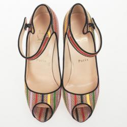 Pre Owned Christian Louboutin Damas Fabric Melita Mary Jane Pumps Size 37