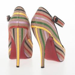 Pre Owned Christian Louboutin Damas Fabric Melita Mary Jane Pumps Size 37