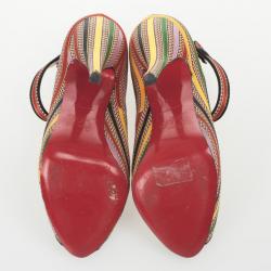 Pre Owned Christian Louboutin Damas Fabric Melita Mary Jane Pumps Size 37