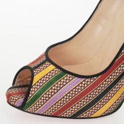 Pre Owned Christian Louboutin Damas Fabric Melita Mary Jane Pumps Size 37