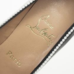 Pre Owned Christian Louboutin Black Patent Leather 'Caracolo Plateau' Peep Toe Pumps Size 38