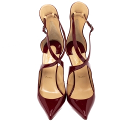 Pre Owned Christian Louboutin Cherry Red Patent Leather Marlenarock Pointed Toe Pumps Size 40