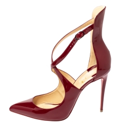 Pre Owned Christian Louboutin Cherry Red Patent Leather Marlenarock Pointed Toe Pumps Size 40