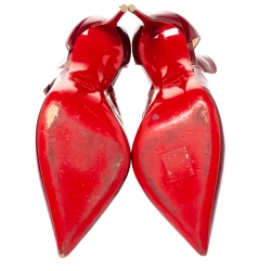 Pre Owned Christian Louboutin Cherry Red Patent Leather Marlenarock Pointed Toe Pumps Size 40