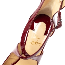 Pre Owned Christian Louboutin Cherry Red Patent Leather Marlenarock Pointed Toe Pumps Size 40