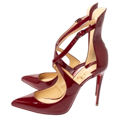 Pre Owned Christian Louboutin Cherry Red Patent Leather Marlenarock Pointed Toe Pumps Size 40