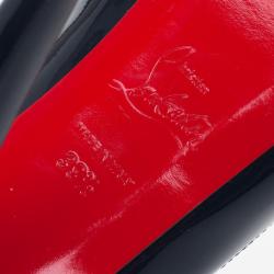 Christian Louboutin Navy Blue Patent Leather ‘Altadama’ Platform Peep Toe Pumps Size 39.5
