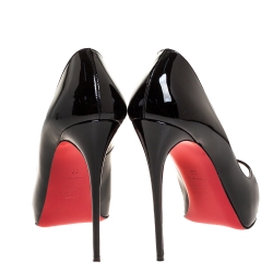 Pre Owned Christian Louboutin Black Patent Leather Very Prive Platform Pumps Size 39