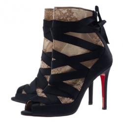 Pre Owned Christian Louboutin Black Petit Fee Ankle Boots Size 38