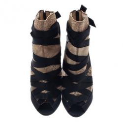 Pre Owned Christian Louboutin Black Petit Fee Ankle Boots Size 38