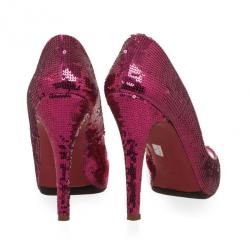 Pre Owned Christian Louboutin Pink Sequins Very Prive Peep Toe Pumps Size 37