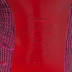 Pre Owned Christian Louboutin Pink Sequins Very Prive Peep Toe Pumps Size 37
