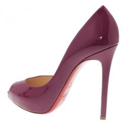 Pre Owned Christian Louboutin Burgundy Patent You You Peep Toe Pumps Size 40
