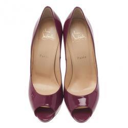 Pre Owned Christian Louboutin Burgundy Patent You You Peep Toe Pumps Size 40