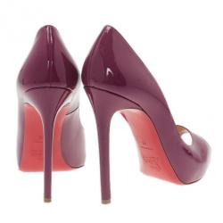 Pre Owned Christian Louboutin Burgundy Patent You You Peep Toe Pumps Size 40