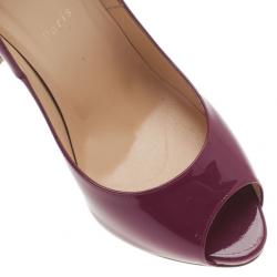 Pre Owned Christian Louboutin Burgundy Patent You You Peep Toe Pumps Size 40